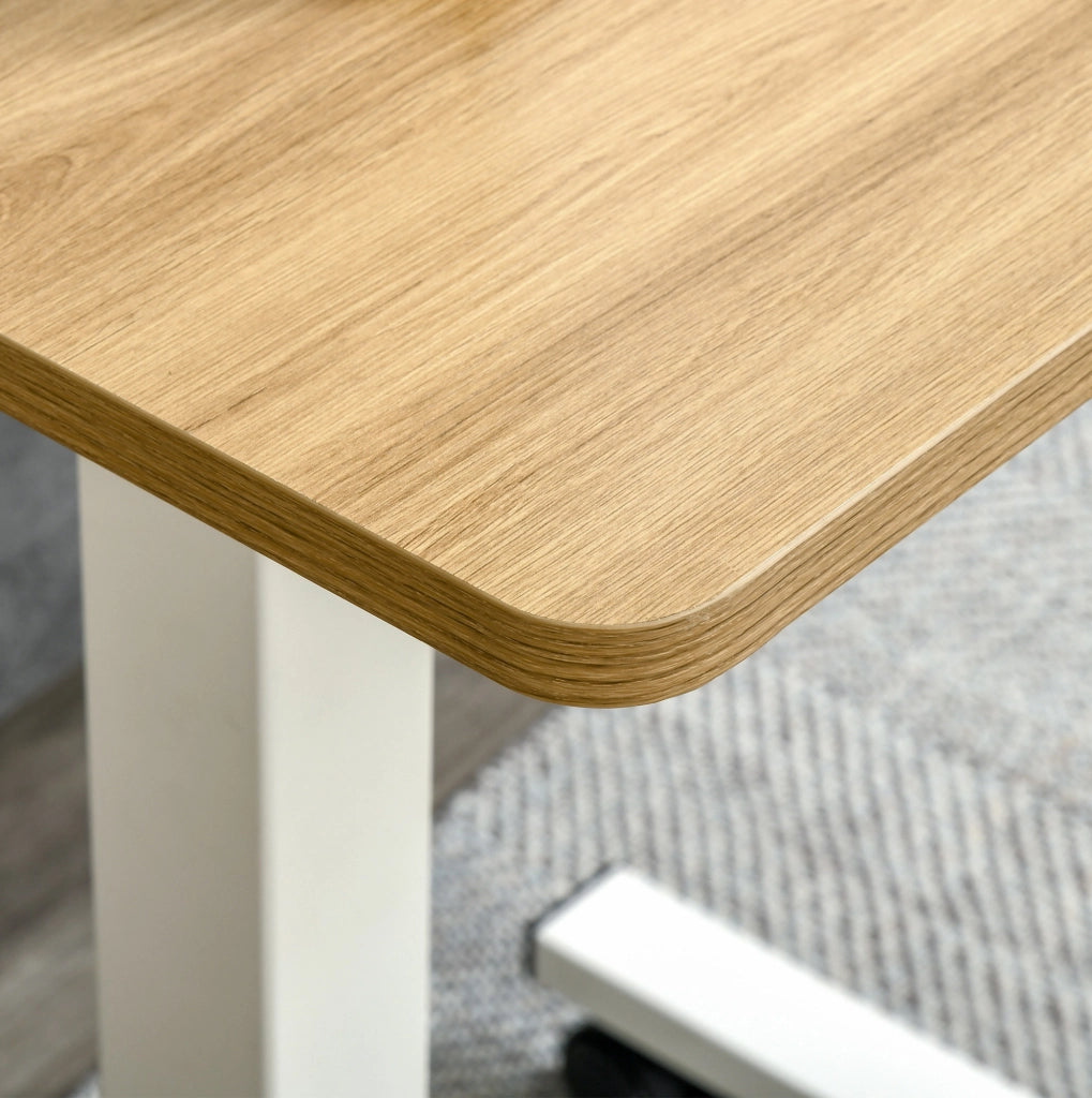 Scrivania regolabile 65x48x70-110 cm con ruote; struttura stabile in acciaio; naturale