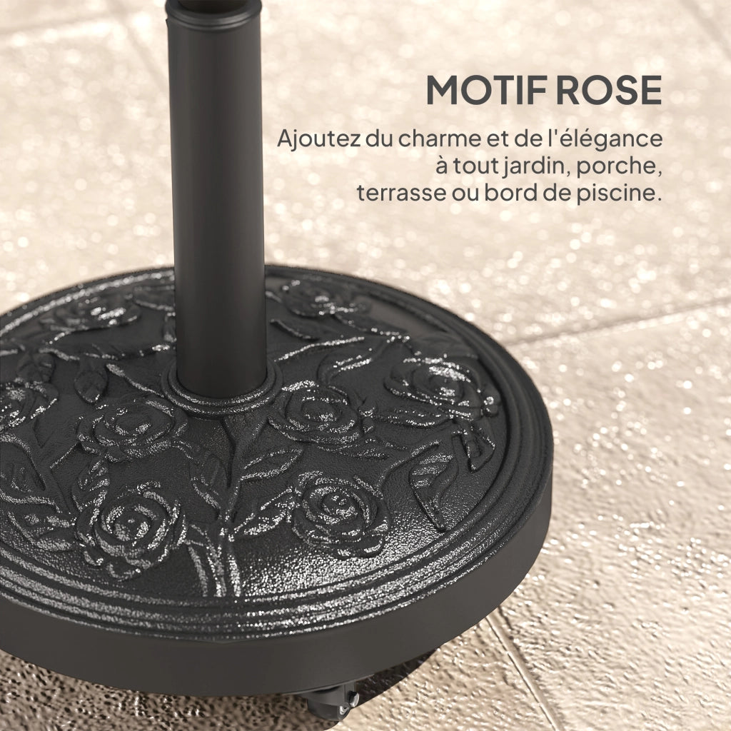 Socle Parasol Esterno in Resina 21 kg ¨C zephmum ¨C Nero, ? 49x42 cm, per mastro ?32/38/48 mm, con ruote