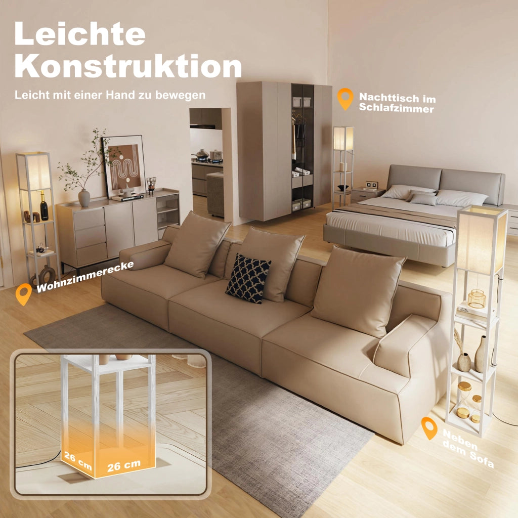 Lampada da terra con scaffali ¨C zephmum ¨C legno 26x26x160 cm