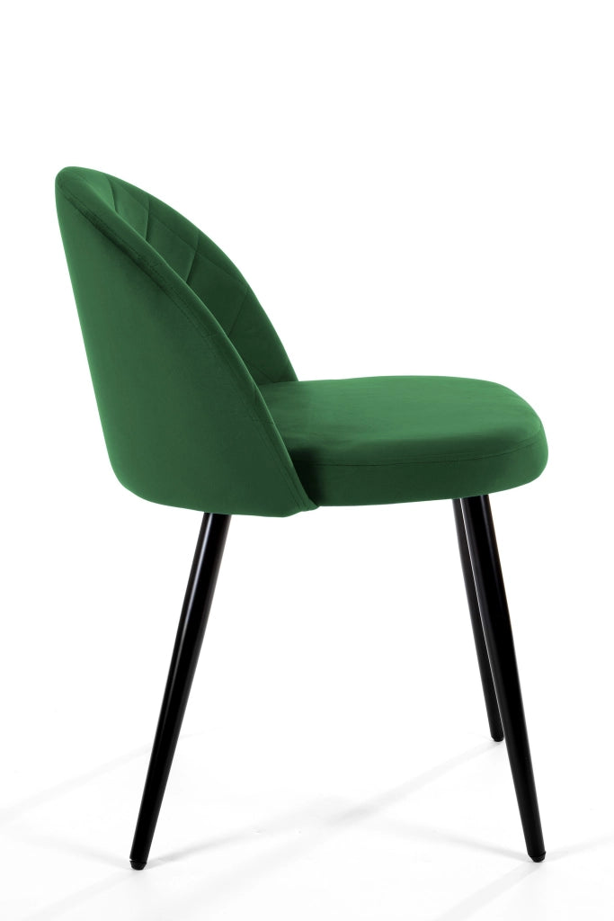 Set di 4 Sedie da Pranzo in Velluto SJ.077 Verde Bottiglia