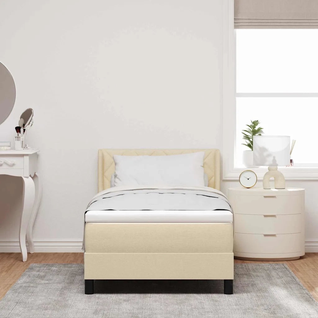 Letto a molle con testiera Crema 200 x 90 cm Tessuto 3341151