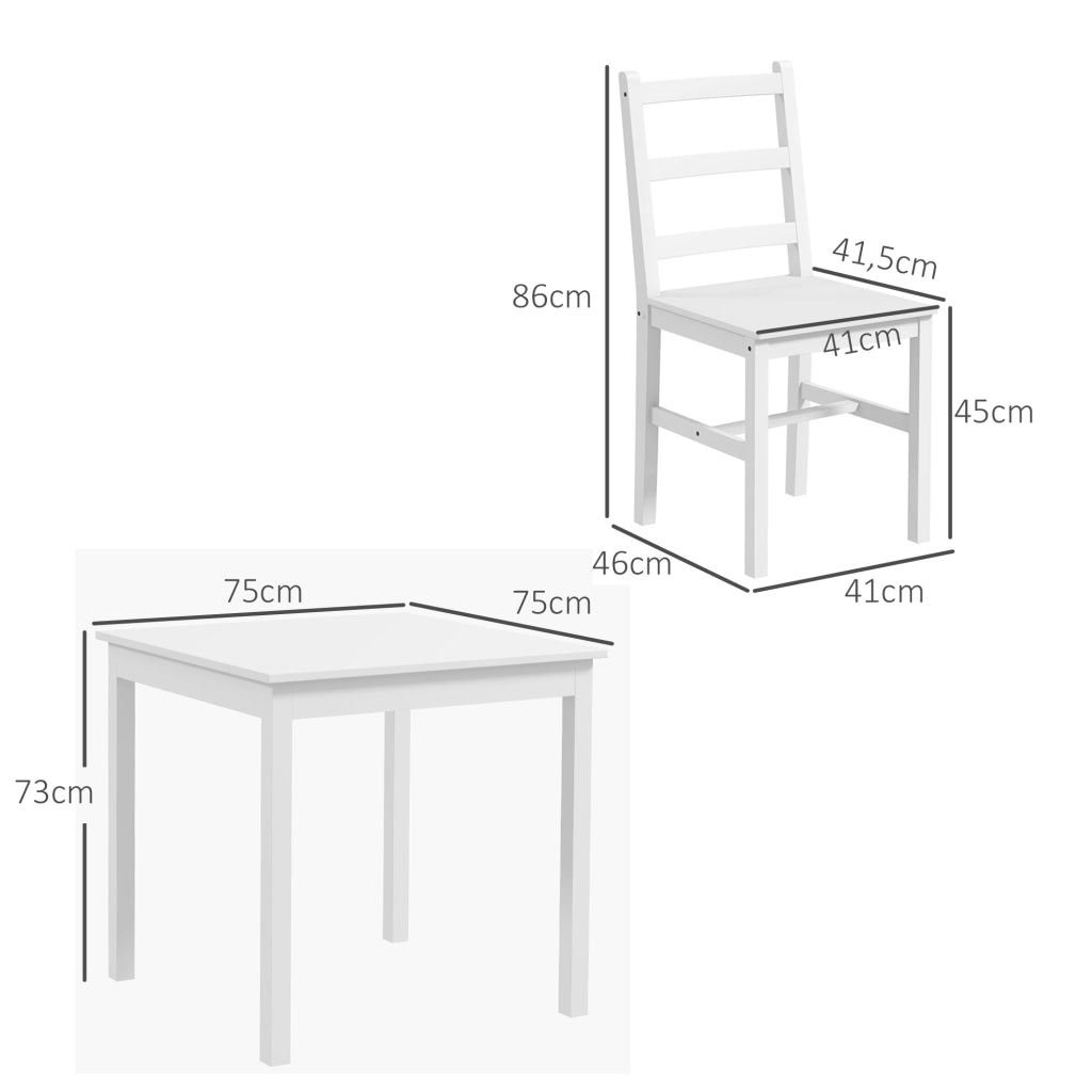 Set Tavolo da Pranzo con 2 Sedie ¨C Xylo ¨C Legno Massello Bianco