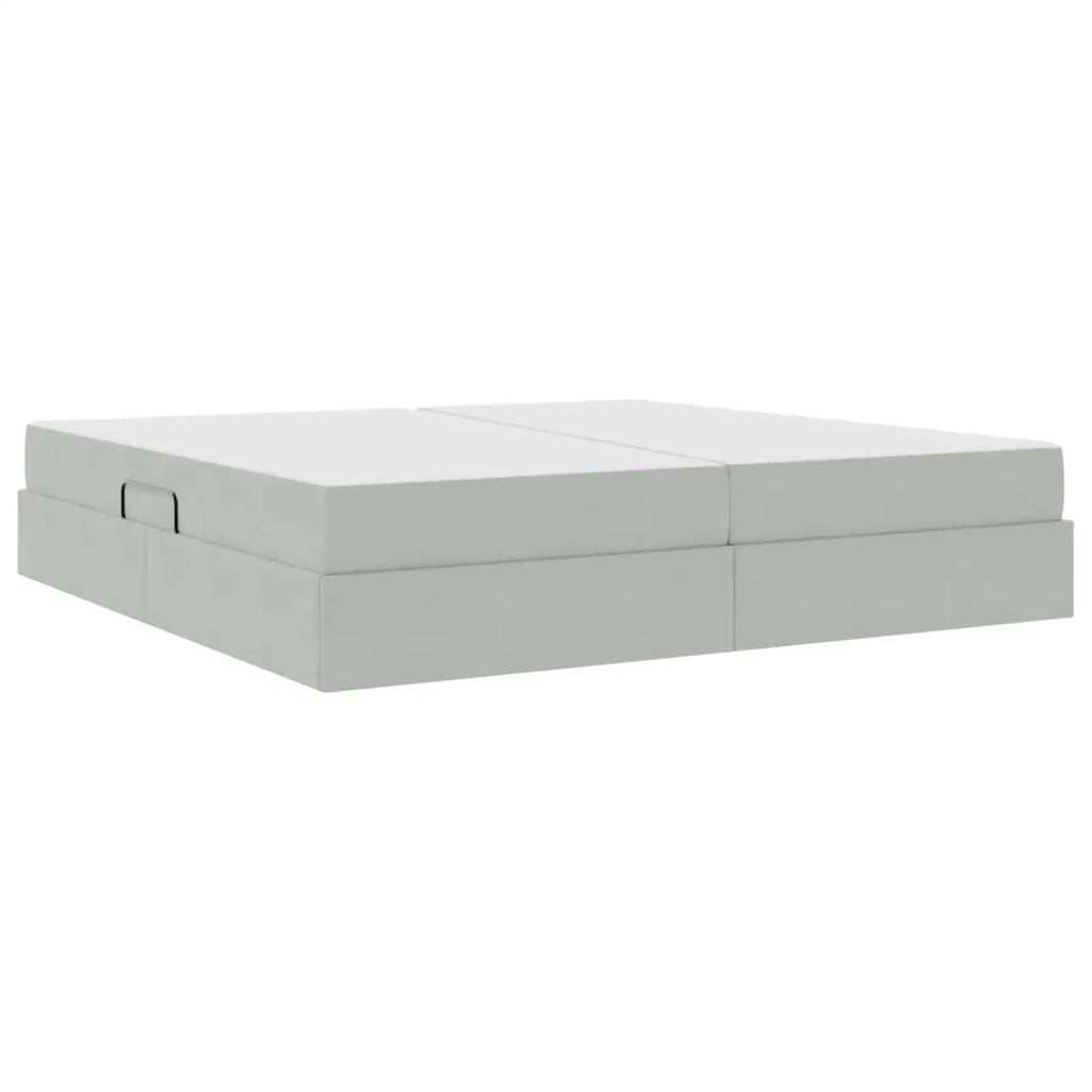 Letto con contenitore e materasso Grigio chiaro 200 x 200 cm