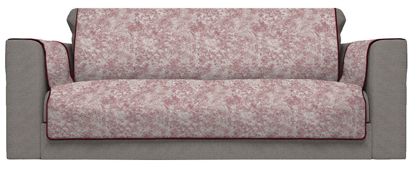 Copridivano con Copri Braccioli Seduta 230 cm in Poliestere e Cotone Bordeaux