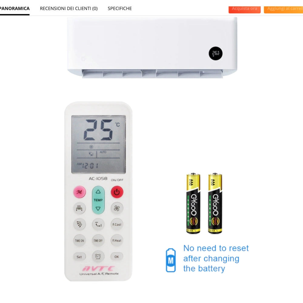 Trade Shop - Telecomando Universale Sostitutivo Condizionatore D'aria Climatizzatore Q-yk1058 -