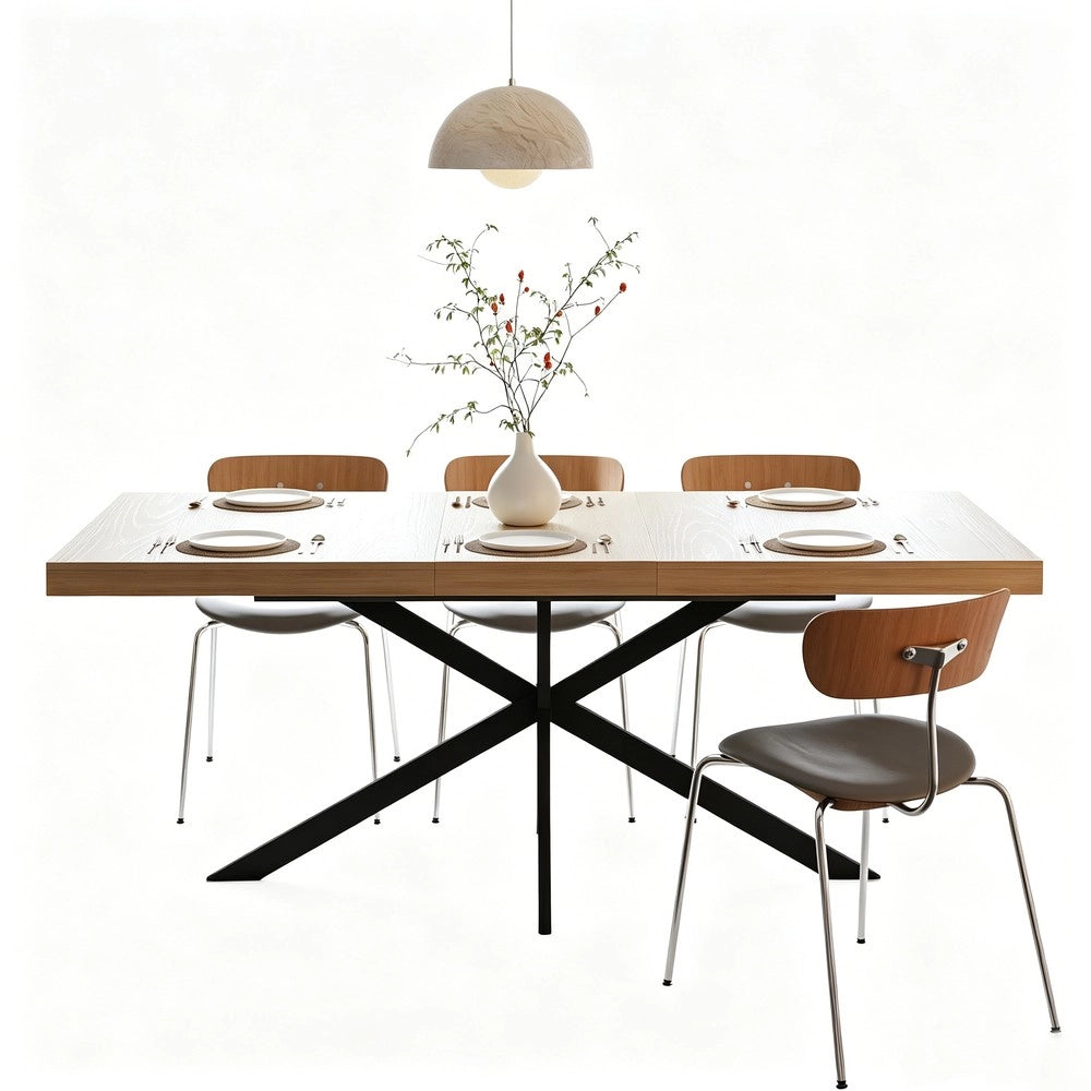 Tavolo da Pranzo Allungabile Rettangolare con Vano Contenitore ¨C MINIMAL ¨C Naturale, 140-180 cm