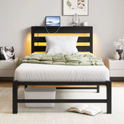 Letto Contenitore in Metallo con LED e USB ¨C MINIMAL ¨C 90x200