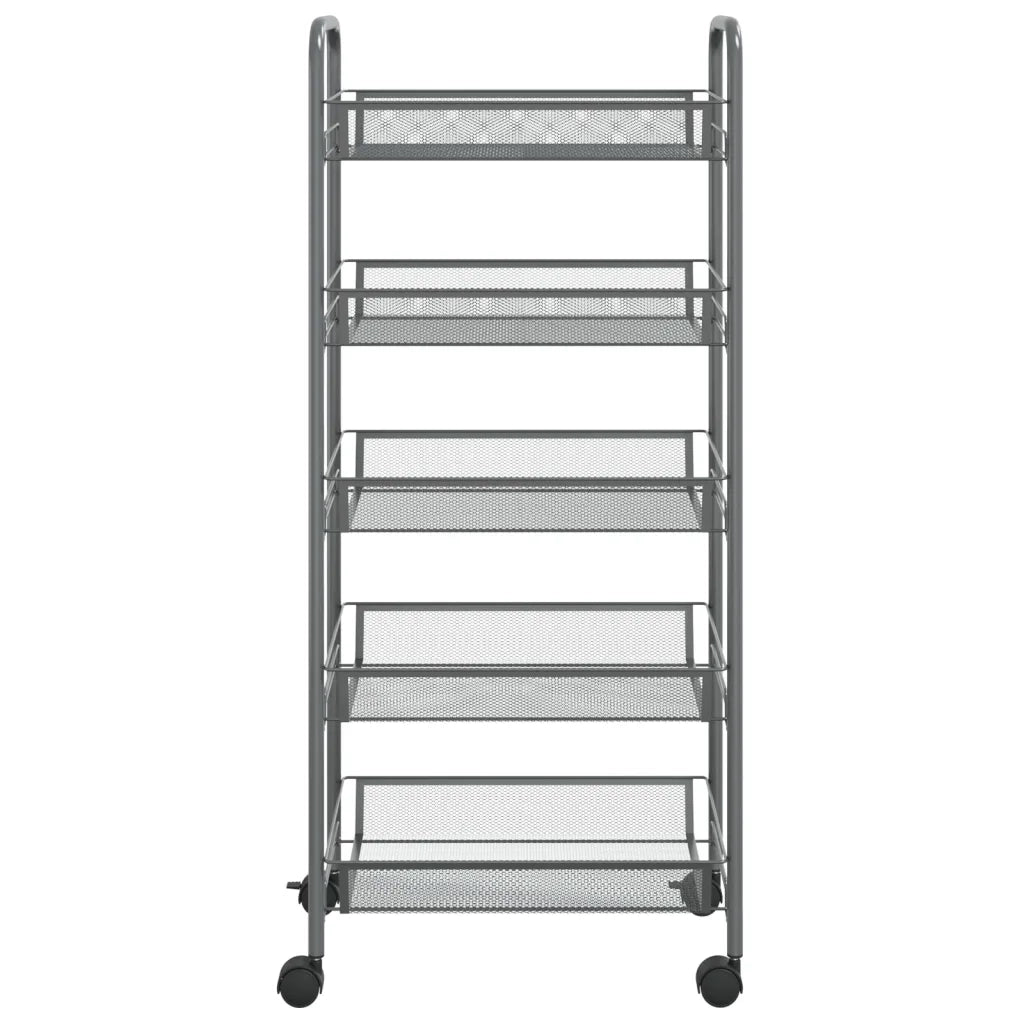 Carrello da Cucina con 5 Ripiani Grigio 46x26x105 cm in Ferro CFW7945075