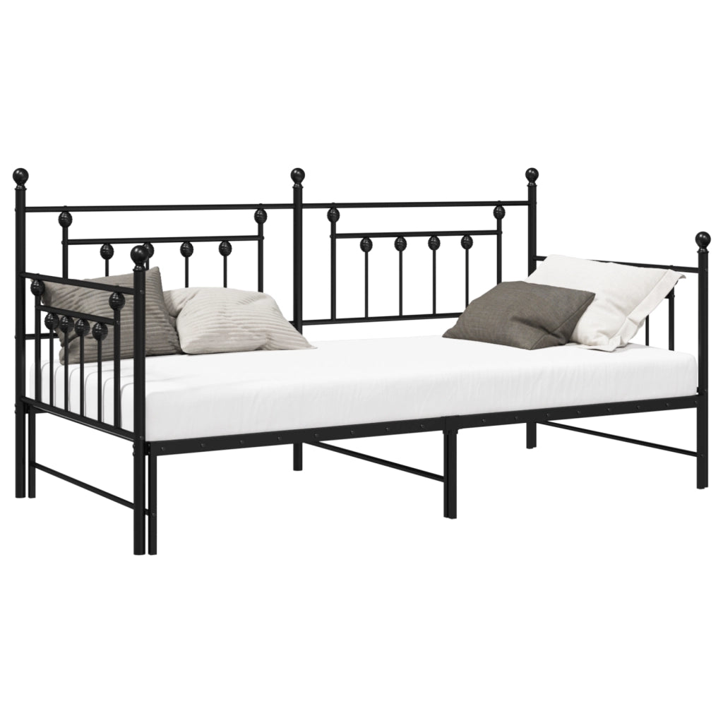 Letto Giorno  con Trundle Nero 90x190 cm in Acciaio