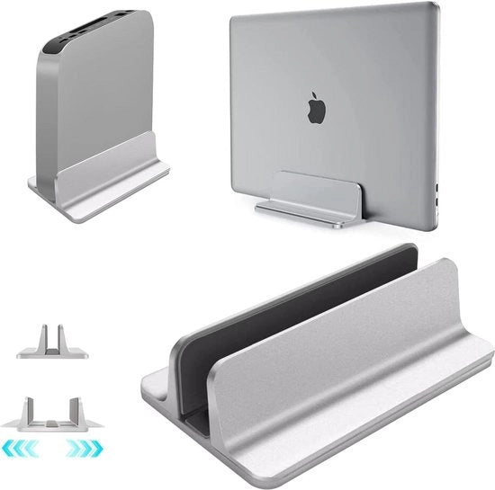 Supporto verticale per laptop - dock in rilievo regolabile - fino a 17.3 pollici - compatibile con Surface iPad gaming e laptop - colore argento