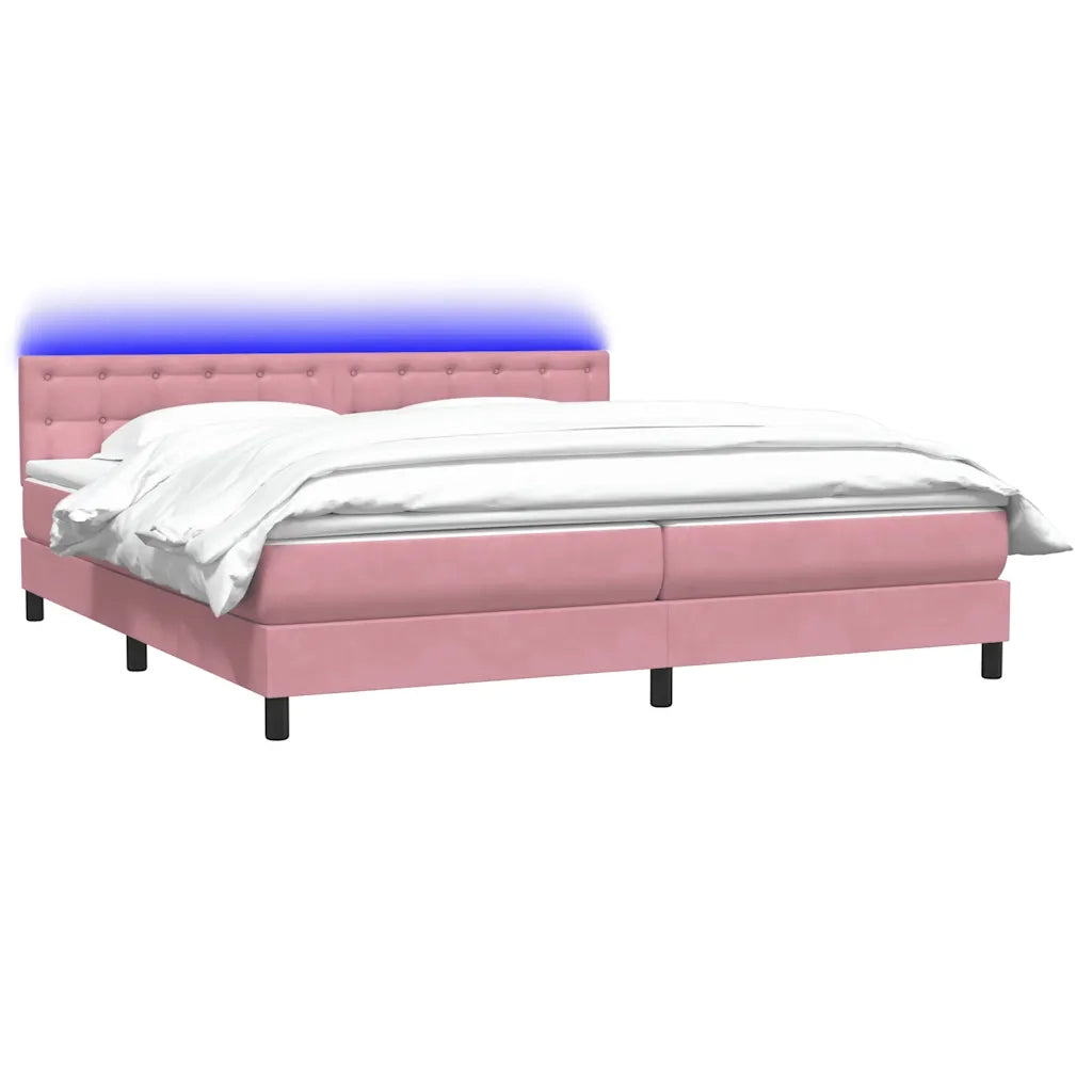 Letto a Molle con Materasso e LED Rosa 180x210 cm in Velluto 3317282
