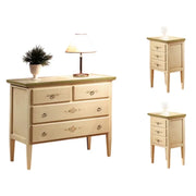 Gruppo 1 cassettiera 2 comodini legno shabby avorio verde (1309+1310) - Mobili 2G