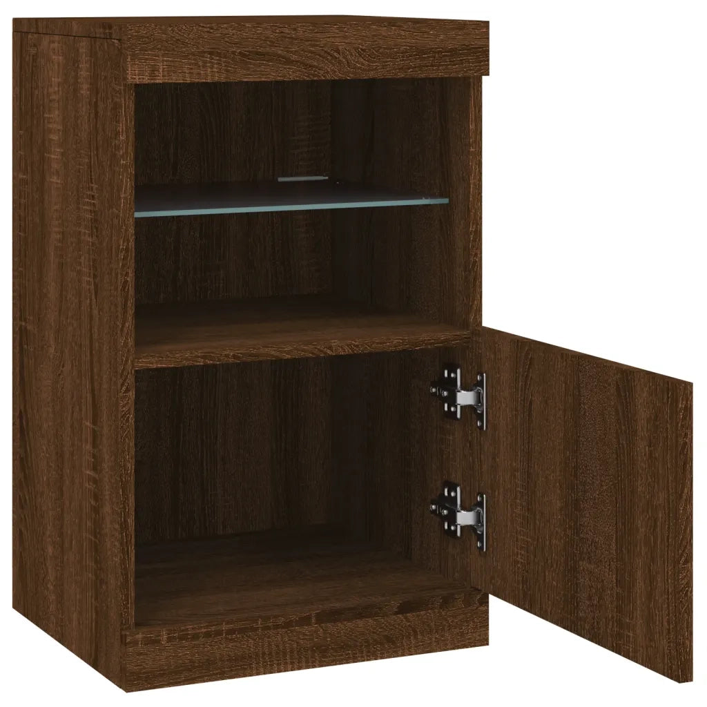 Credenza con Luci LED-Buffet-Armadio da cucina Rovere Marrone 41x37x67 cm 120131