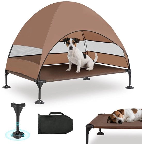 Letto per cani con tetto e progettazione elevata - Letto per cani stabile con piedini antiscivolo, ampio ombrello - Imbottito all'acqua per cani grandi Interno/esterno, campeggio e giardino