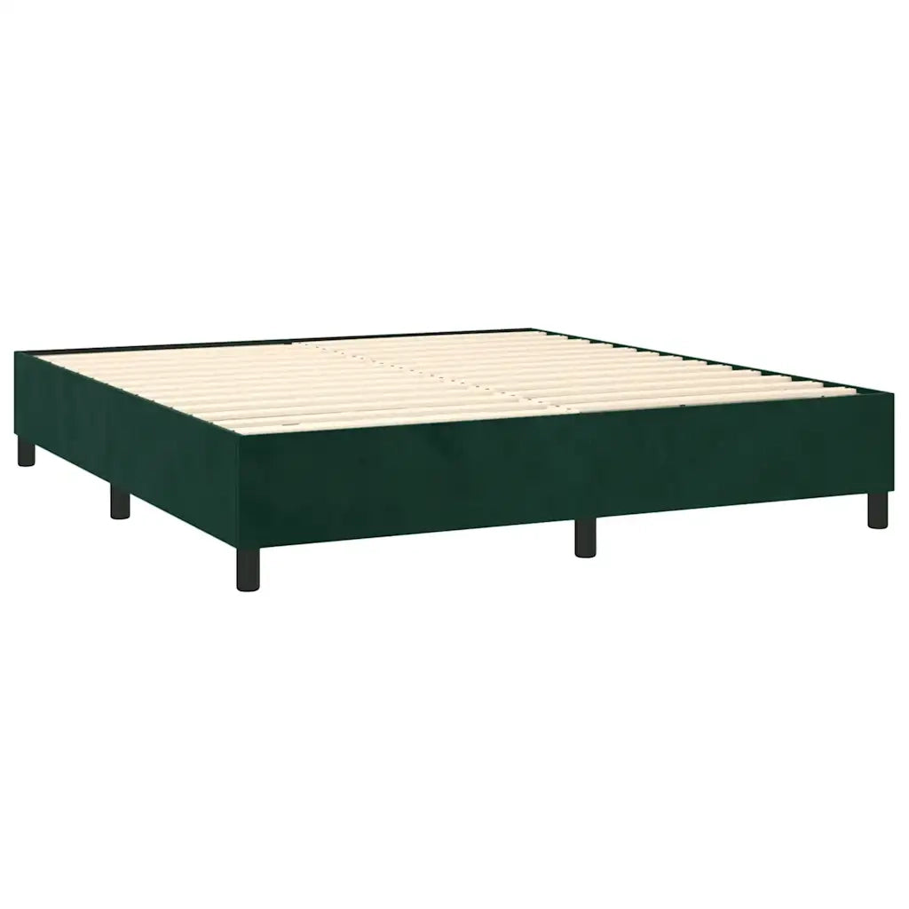 Letto a Molle con Materasso e LED Verde Scuro 180x200cm Velluto 3139460