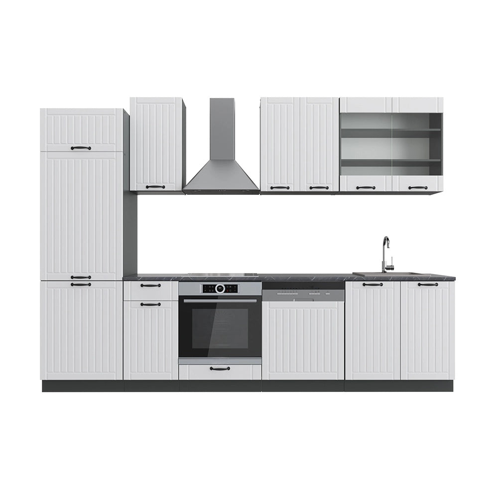 Cucina componibile Fame-Line Bianco rustico/Antracite 300 cm, PL Antracite Vicco
