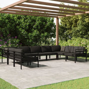 Set Divani da Giardino 9 pz con Cuscini in Alluminio Antracite cod mxl 35816