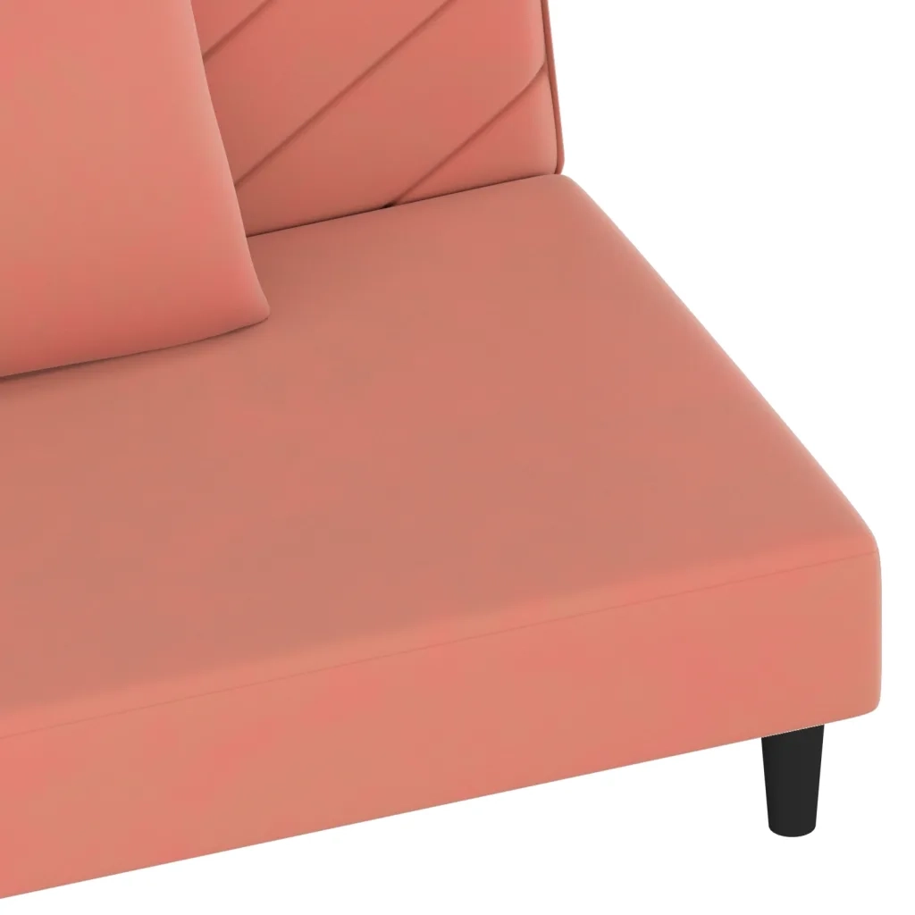 Divano Letto a 2 Posti con 2 Cuscini-Sofa Letto 2 Posti-Daybed Rosa in Velluto 918029