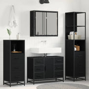Set di mobili per il bagno 4 pcs Rovere Nero Legno multistrato 3402568