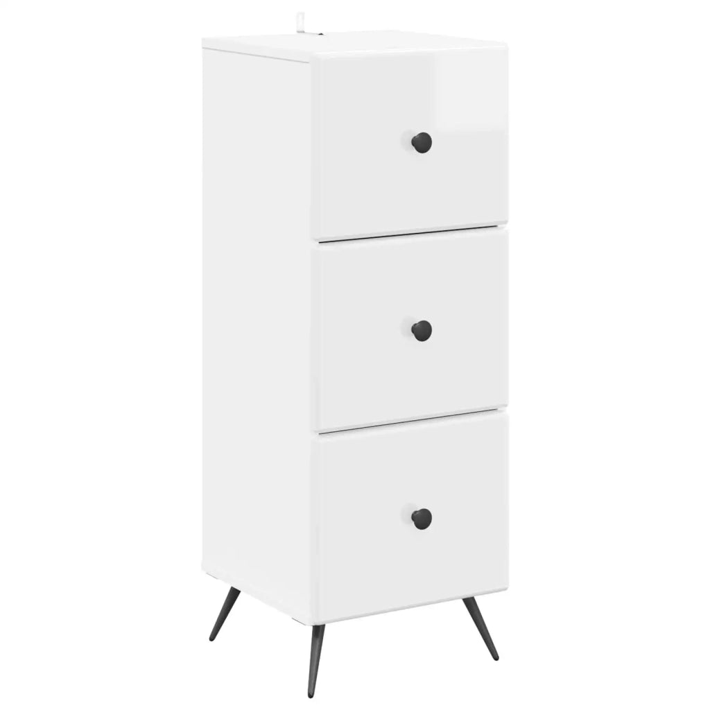 Mobile con Cassetti Bianco Lucido 33 x 34,5 x 90 cm