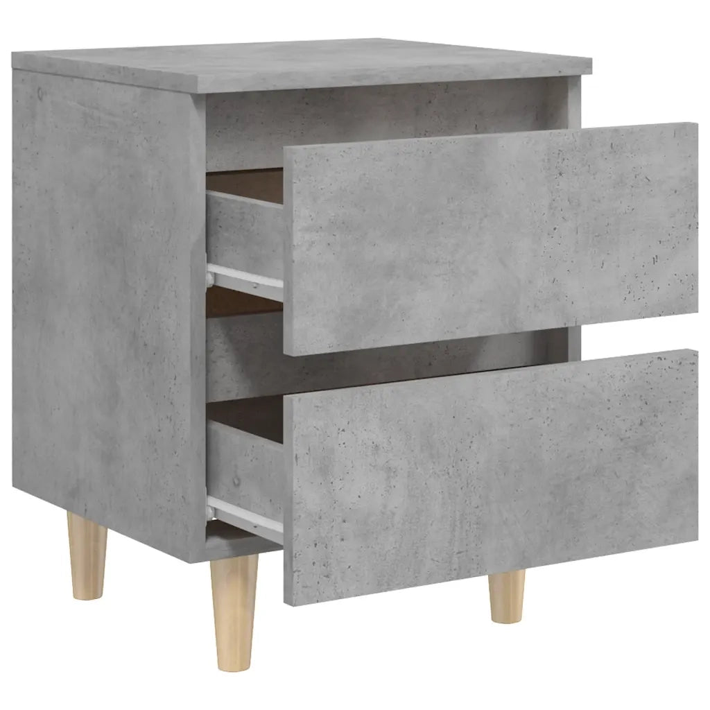 Comodini con Gambe in Pino 2 pz Grigio Cemento 40x35x50 cm cod mxl 31034