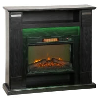 Camino Elettrico 1800W Regolabile con Fiamma 3D, Ripiano, Timer e Telecomando, 105x27x97 cm, Nero