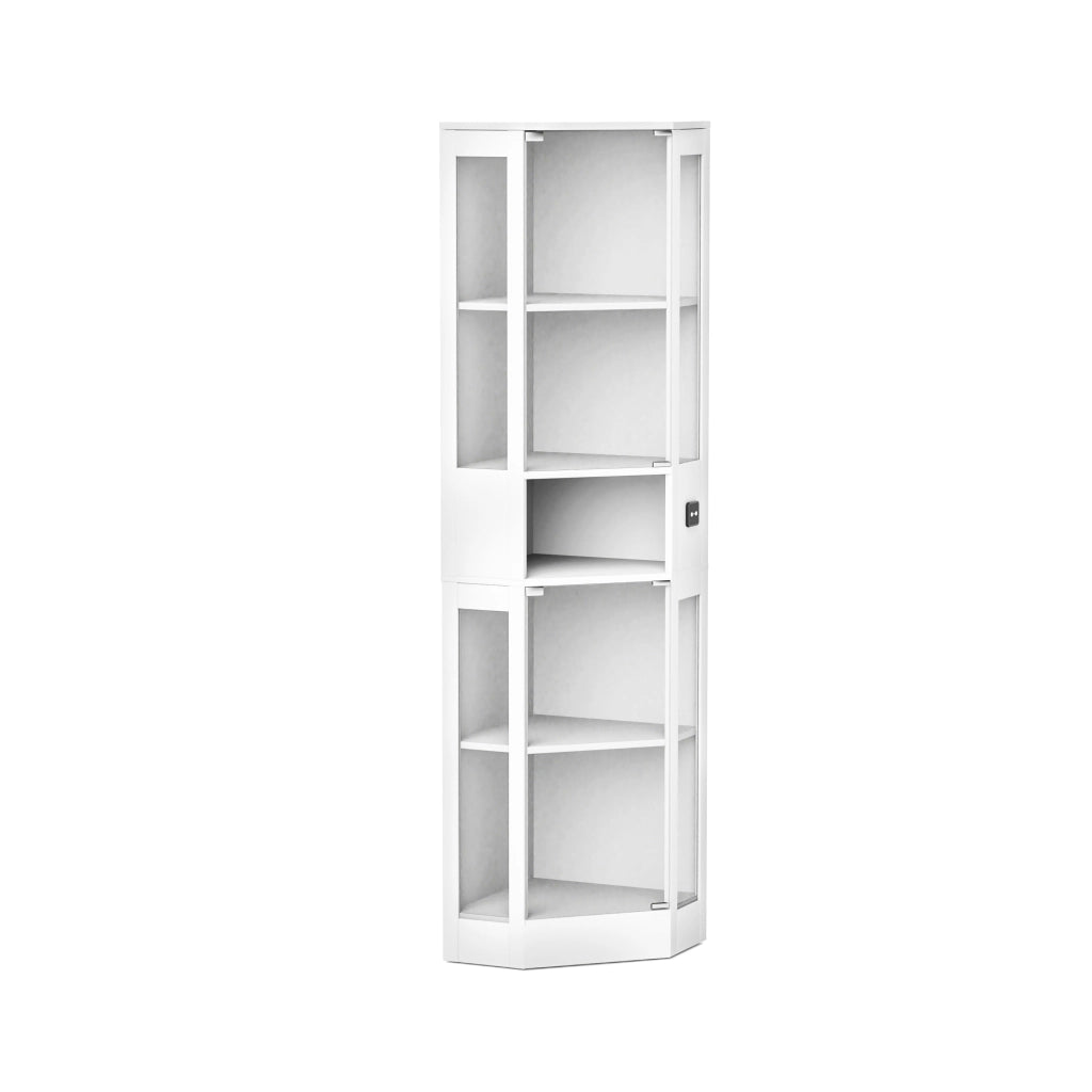 Vetrina in vetro con LED a 3 colori e sensore di movimento 57x40x165 cm bianca