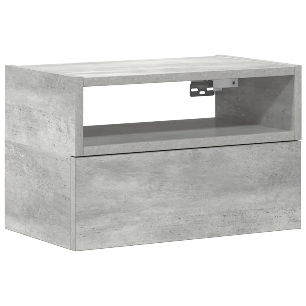 Comodino | Armadio da Notte | Mobiletto da notte a Muro Grigio Cemento 45x26x28,5 cm