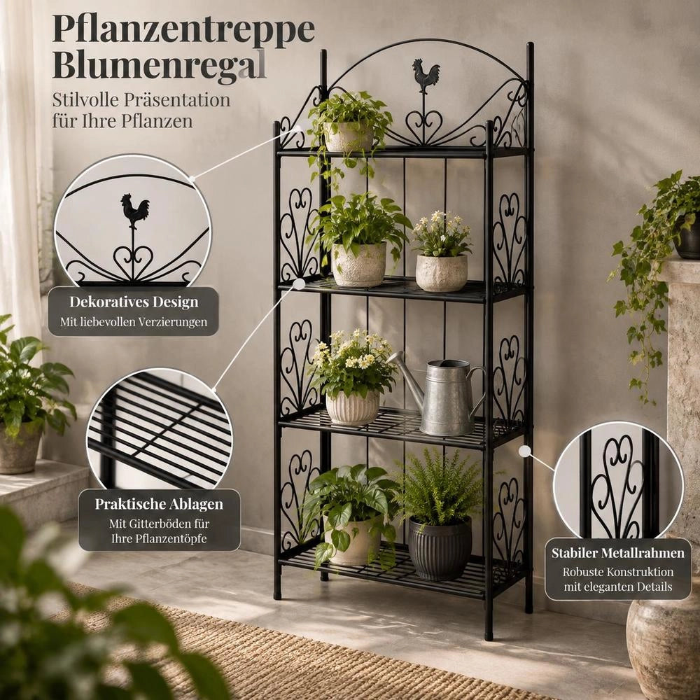 Plant Stand, Flower Shelf, Flower Stand, Black