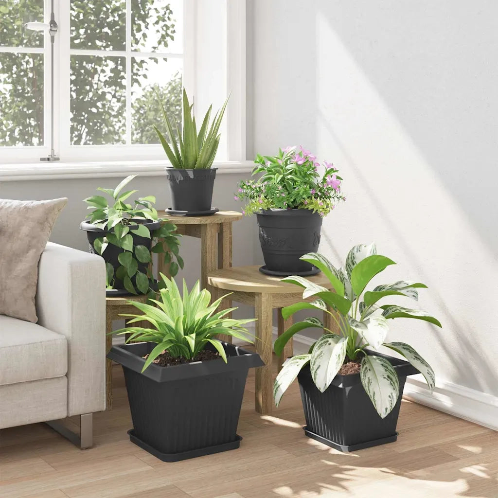 Vaso quadrato per fiori 24 pcs Nero 33 x 33 x 26 cm Plastica