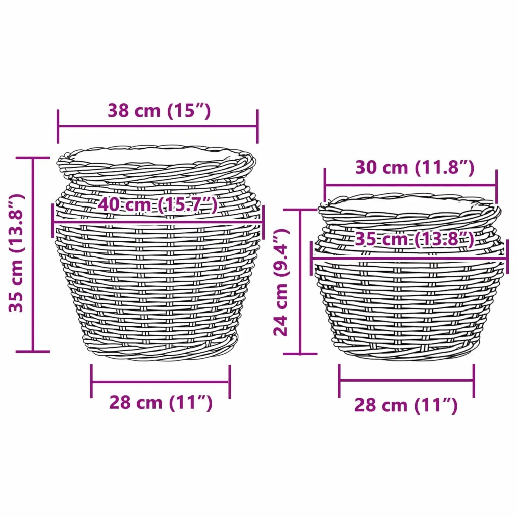 Cesto per Piante con archiviazione 2 pcs Grigio Rattan Lacak