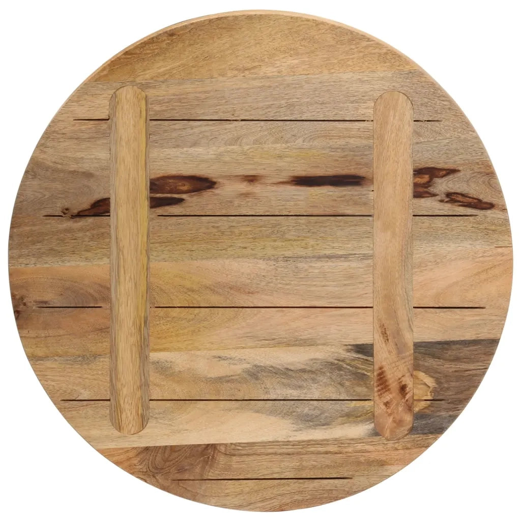 Piano per Tavolo Ã˜ 50x2,5cm Rotondo Legno Massello Grezzo Mango
