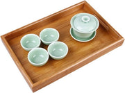Dienblad in bambù rettangolare - ideale per pane, frutta, caffè, latte e tè - 40x28x35 cm