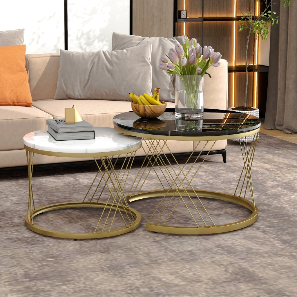 TAVOLINO DA CAFFÈ NESTING Set da 2 pezzi 70x70x45 cm MDF Nero