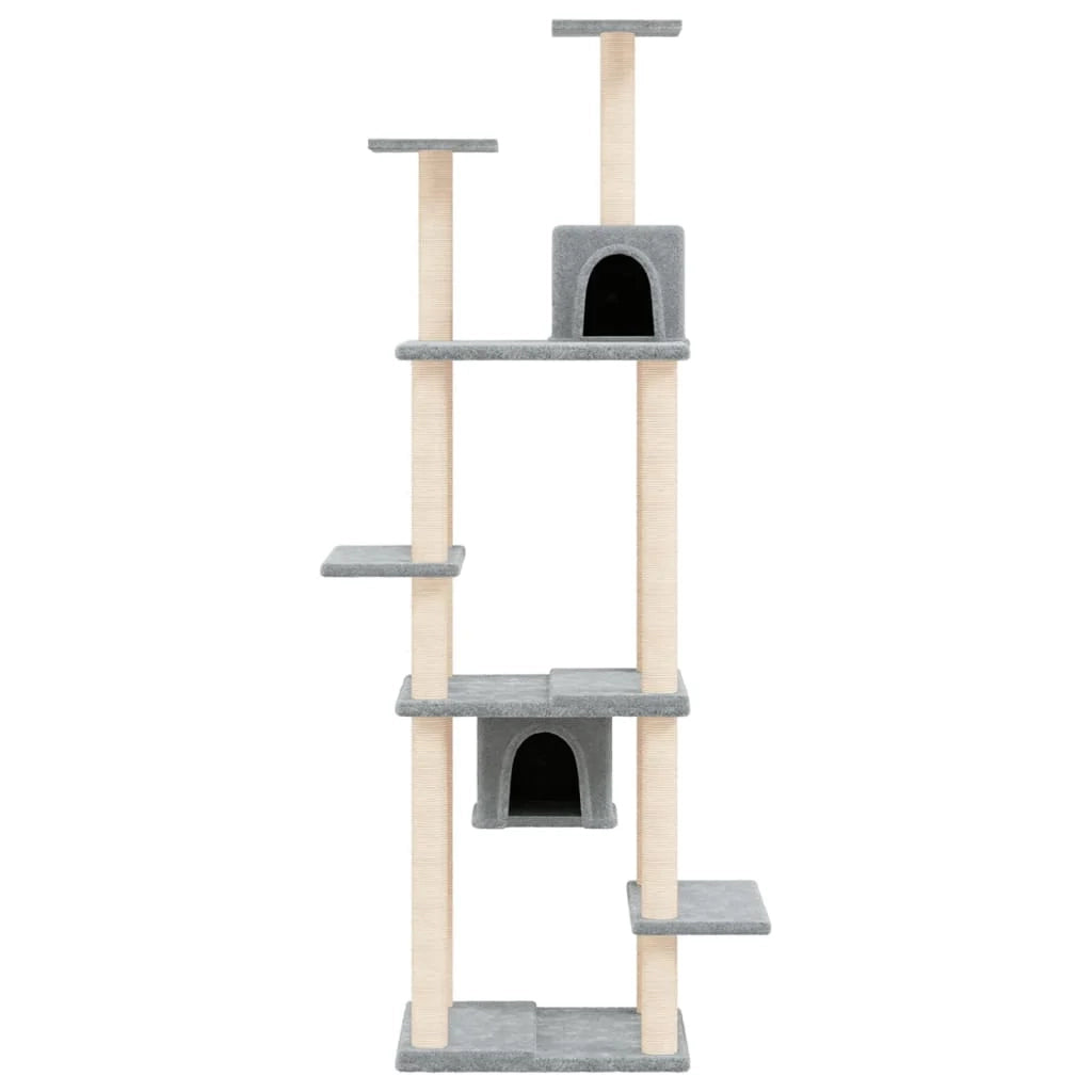 Tiragraffi per gatti torre per arrampicata giocattolo piattaforma per arrampicata con tiragraffi in sisal leggero 176 cm grigio 02_0022592