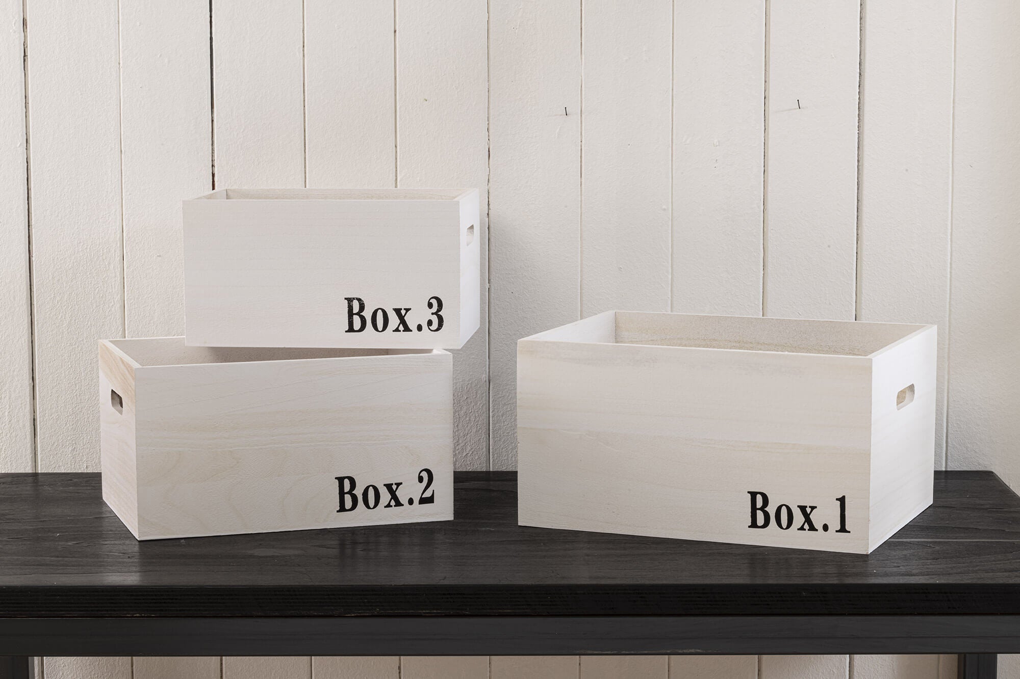 Set 3 Cassette Multiuso in Legno di Paulownia Ariel Bianco