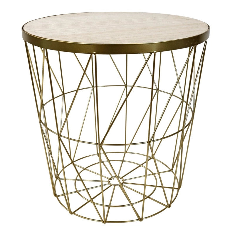 Set di 6 Tavolini Contenitore Kaori Diam 38x40 Oro Con Top In Mdf