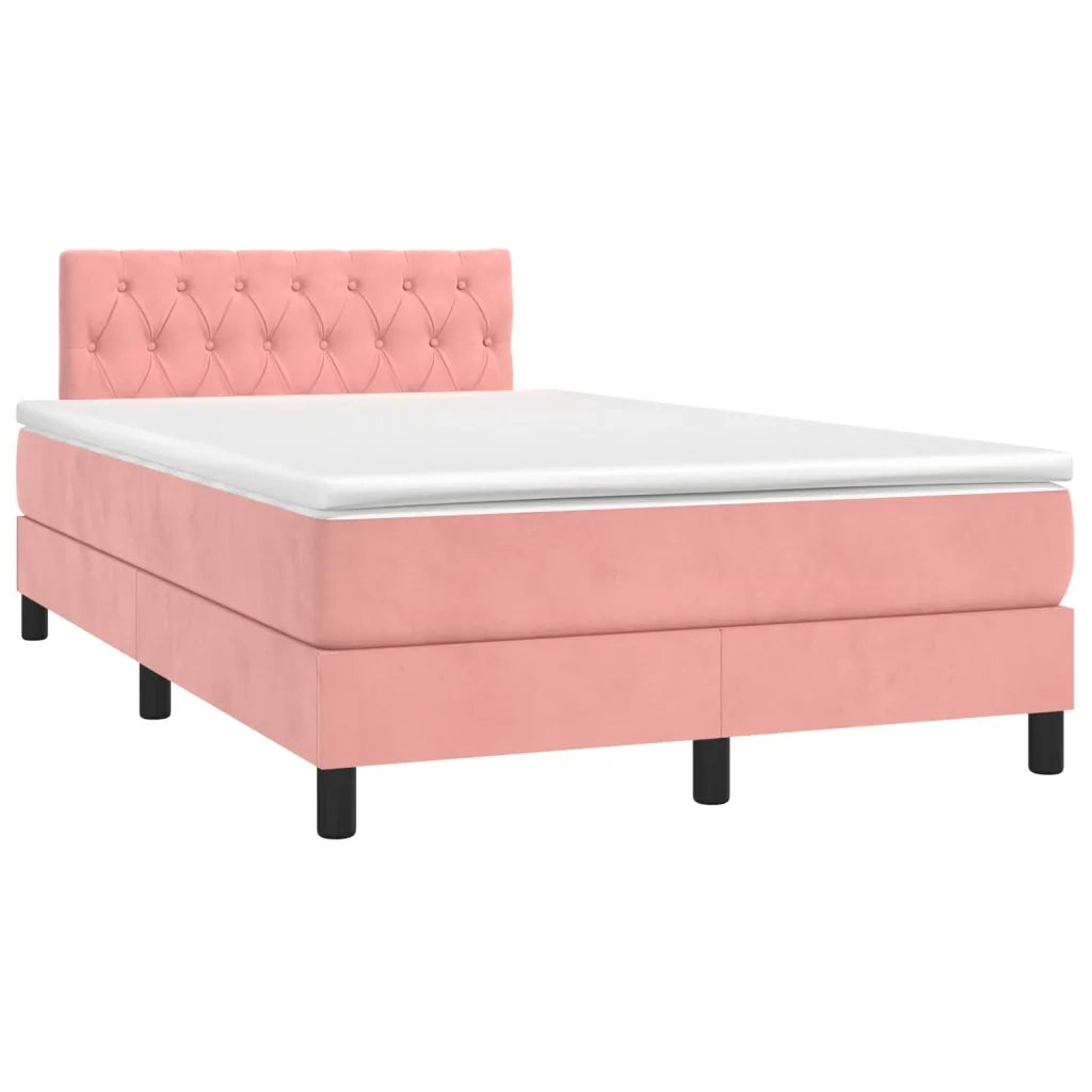 Letto a Molle con Materasso e LED Rosa 120x200 cm in Velluto 3134578