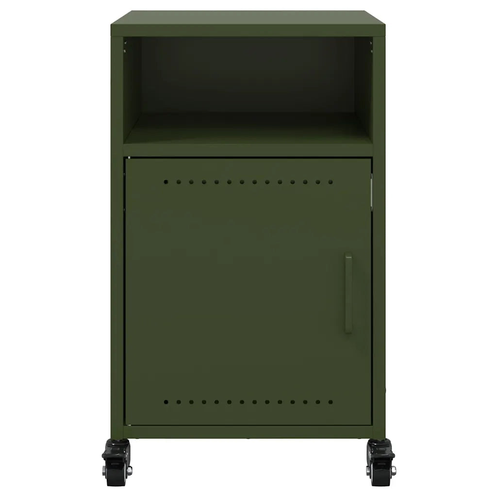 Comodini 2 pz-Set di 2 Tavolino da notte Verde Oliva 36x39x59 cm in Acciaio