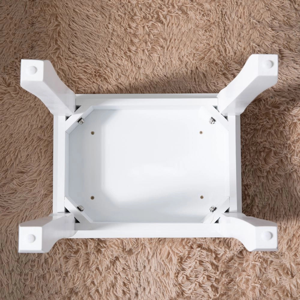 SGABELLO TOELETTA SENZA SCHIENALE IN LEGNO BIANCO