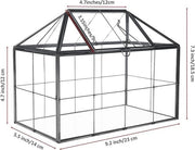 Terrario in vetro di 9,2 pollici, forma di casa in vetro nero artigianale, contenitore per piante in stile vintage per piante grasse, cactacee e piante aeree