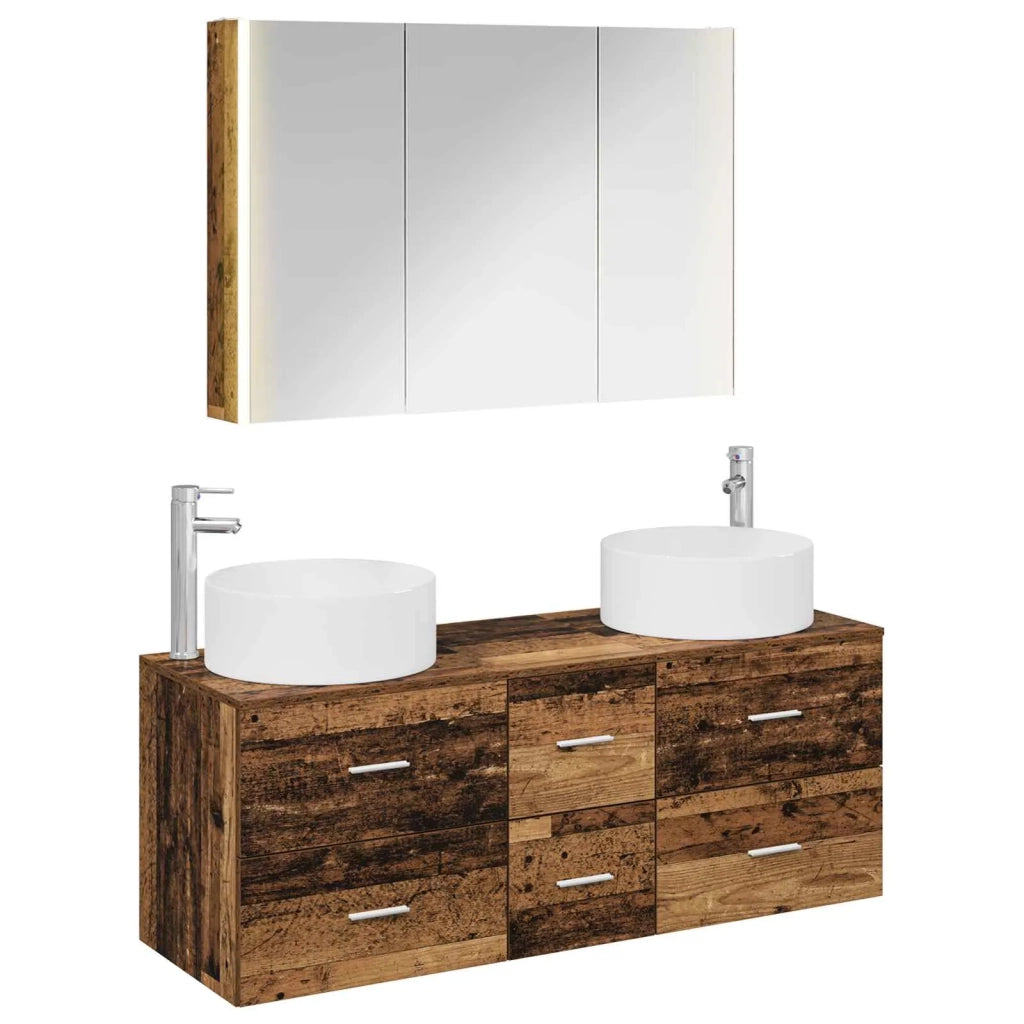Set di mobili per il bagno 4 pcs Legno antico 3407109