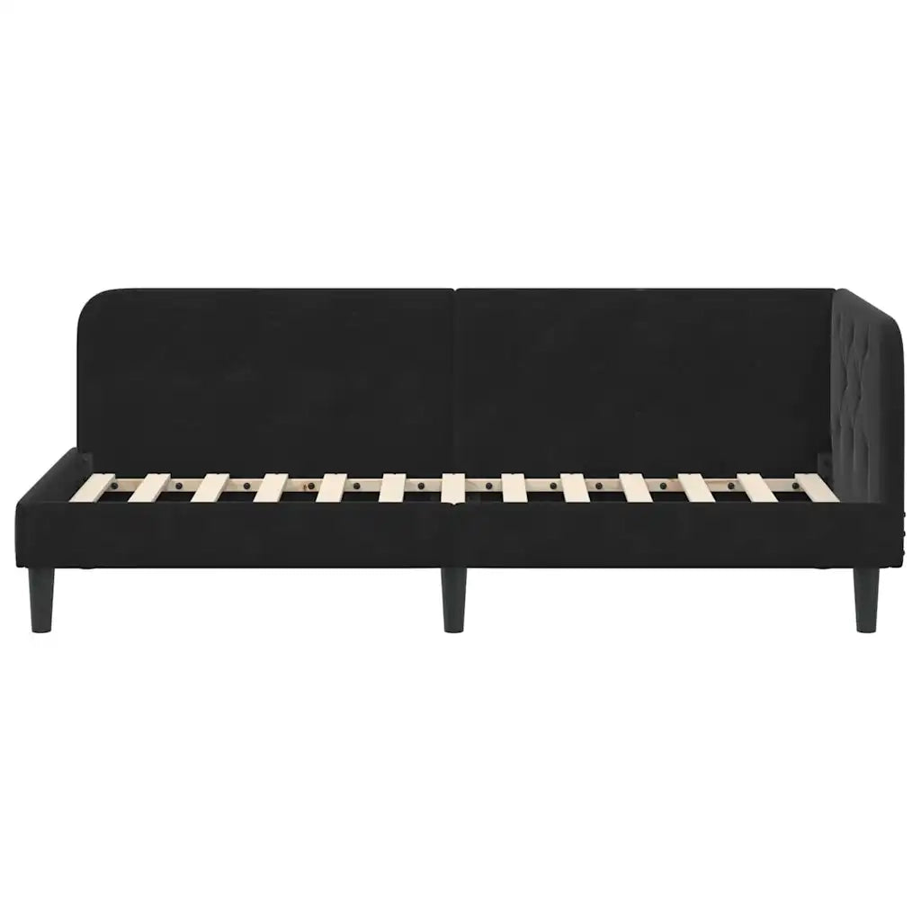 Letto singolo | Letto per adulti | Cornice del letto ad angolo Nero 80 x 200 cm Velluto