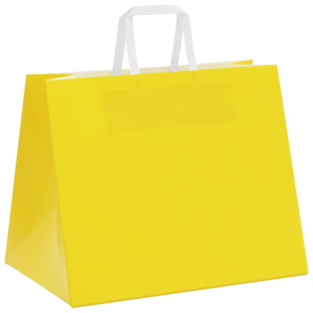 Sacchetti di Carta 250 pz con Manici Gialli 32x22x24 cm