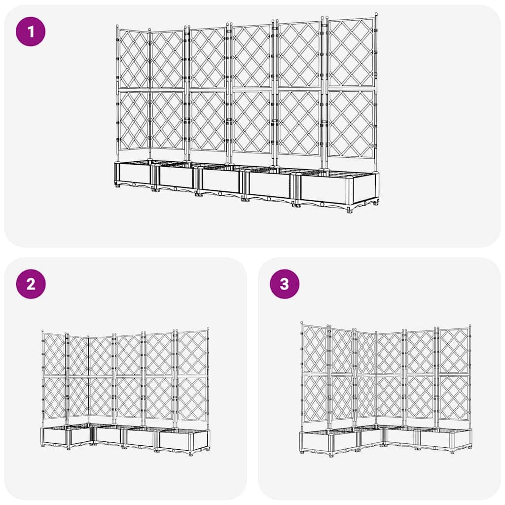 Set di 5 fioriere da giardino moderne da esterno 120 x 120 x 125,5 cm in acciaio bianco 02_0058605