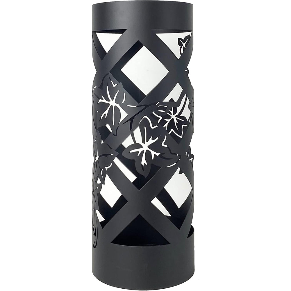 Portaombrelli da Ingresso Design Floreale 19,5x19,5x49 cm in Ferro Nero
