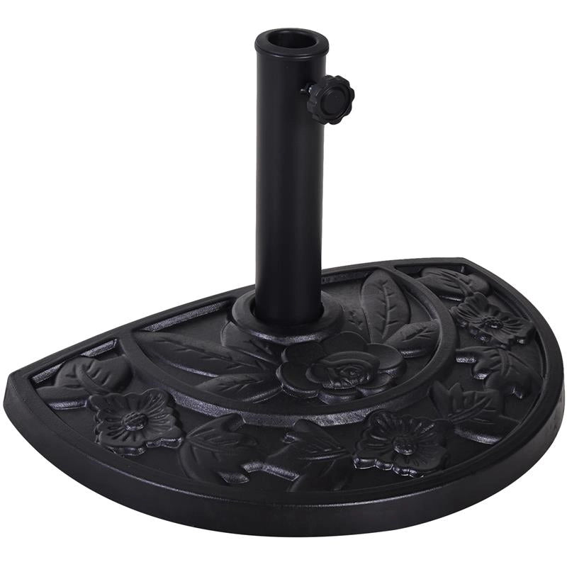 BASE PER OMBRELLONE A MEZZALUNA DA 3.8 E 4.8 MM IN RESINA CON MANOVELLA 50X31X32 CM NERO