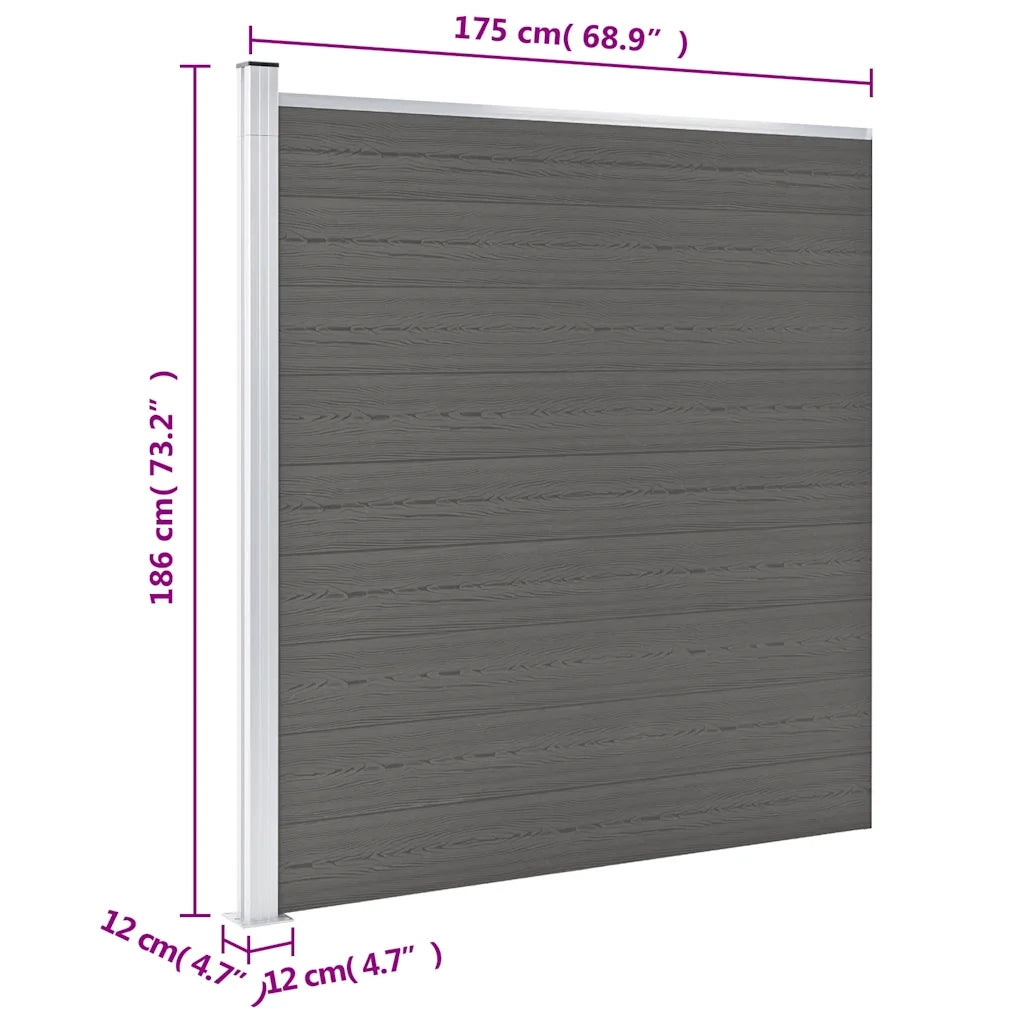 Pannello di recinzione | Recinzione da Giardino in WPC 175x186 cm Grigio