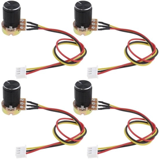 Verstelbare Rotary Speed Potentiometer - 4 pezzi - 100Kohm - XH2.54-3P - Accessori per lavatrice - Metallo e PVC - Adatto per progetti DIY...