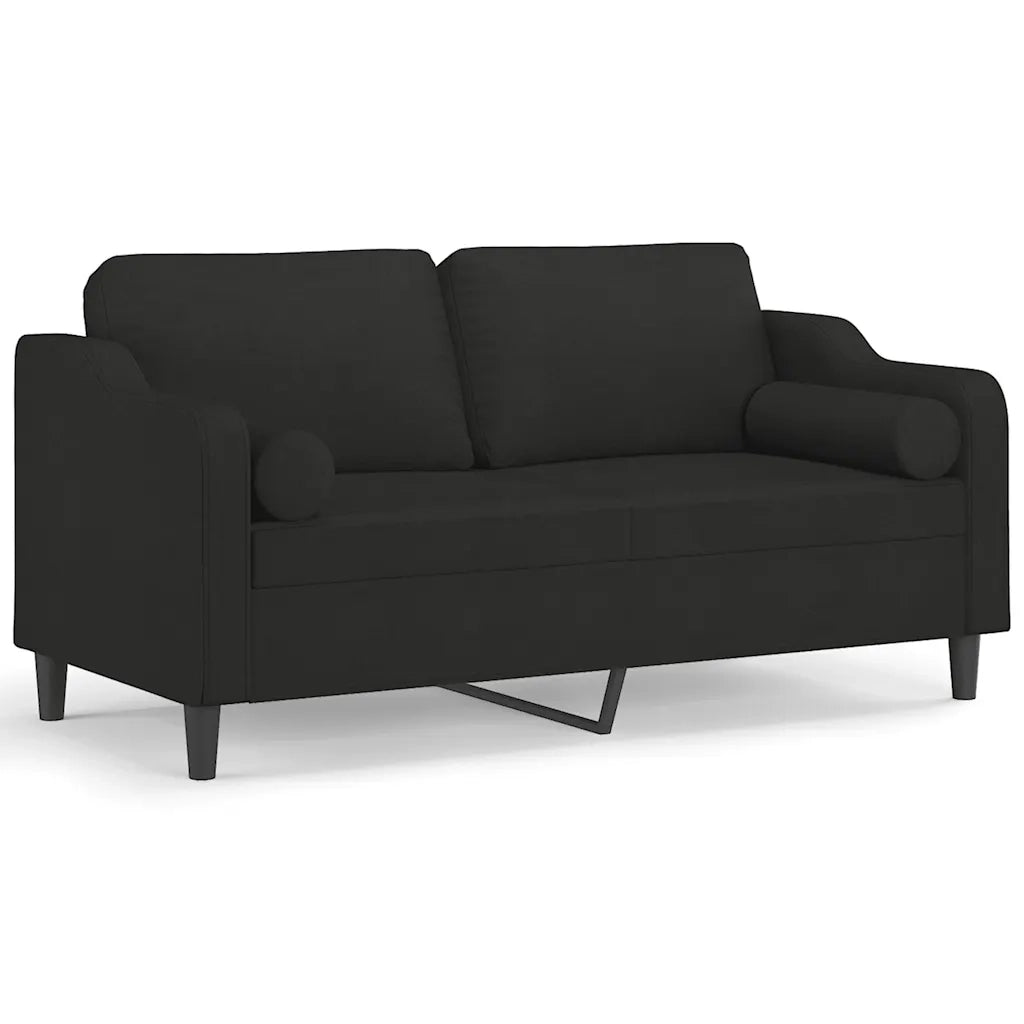 Divano a 2 Posti con Cuscini-Sofa 2 Posti con Cuscini Nero 140 cm in Tessuto 416509